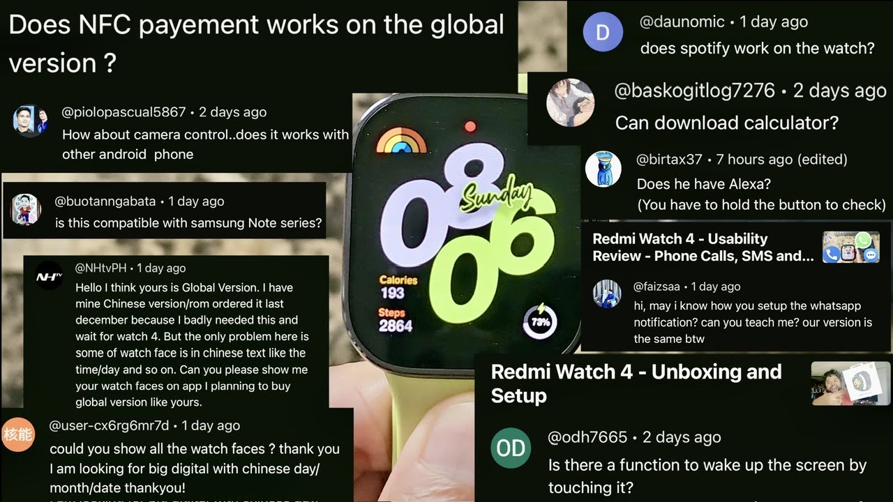 Redmi Watch 4 - Your Questions? Answered!  Alexa, NFC, Camera, Spotify, SpO2 & ALL WATCH FACES