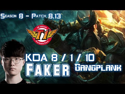SKT T1 Faker GANGPLANK vs DARIUS Top - Patch 8.13 KR Ranked
