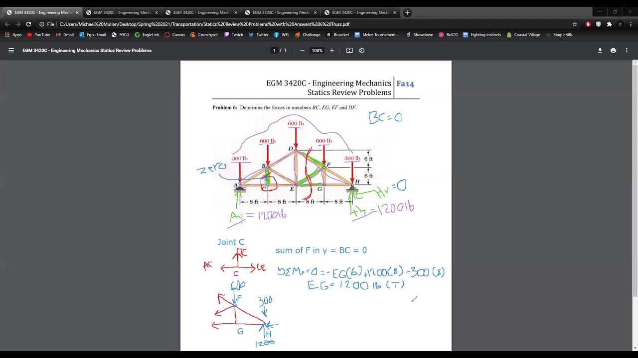 Engineering Mechanics Exam 2 Review Part 1