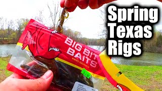 Spring Bass Fishing With a TEXAS RIG! (Bass Fishing in The Wind)