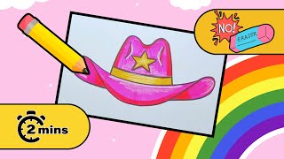 Draw a Cowboy Hat with NO ERASER in less than 2 Minutes! ✏️🤠✏️