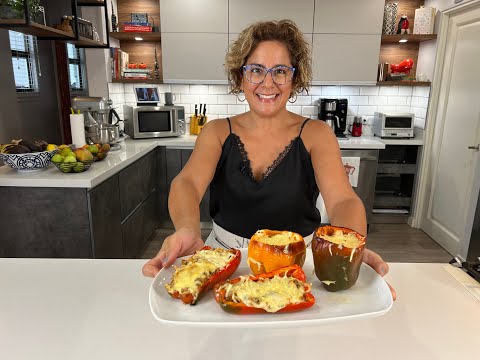 Chile dulce relleno con carne molida