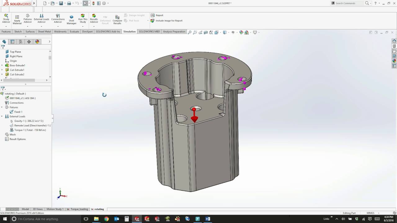 Setting up a study in SOLIDWORKS Simulation