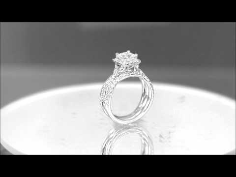 18K WHITE GOLD PRINCESS CUT DIAMOND ENGAGEMENT RING AND BAND SET HALO 1.50CT - ASW  - 746N