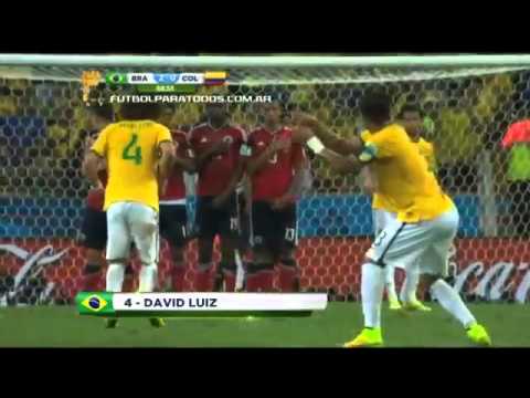 Gol de David Luiz  Brasil 2   Colombia 0  Mundial Brasil 2014  Fútbol Para Todos