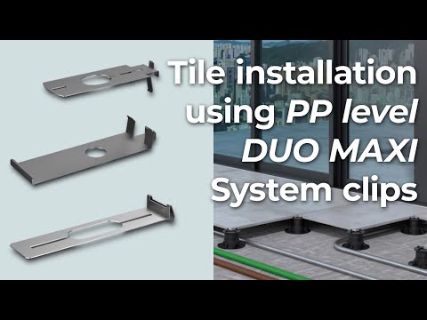 Tile installation using PP level DUO MAXI System clips