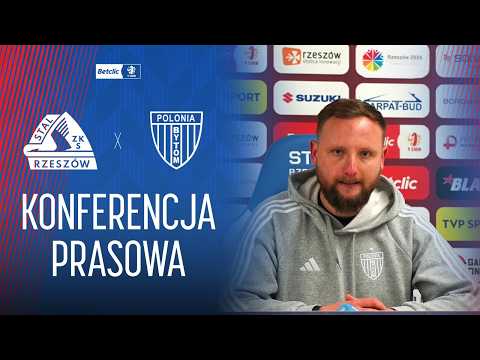 Betclic 1. liga] Konferencja prasowa po meczu Stal Rzeszów - Polonia Bytom (3:1)