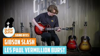 Video thumbnail for Gibson Slash Les Paul Limited Edition Vermillion Burst | NAMM 2020 | SOUND BITES by GUITARGUITAR
