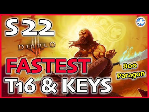 Diablo 3 Season 22 Fastest Key Farmer - Sunwuko Wave of Light Monk T16 800 Paragon (Patch 2.6.10)