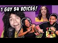 DUB & NISHA REACTS TO ONE GUY, 54 VOICES (With Music!) - Famous Singer Impressions