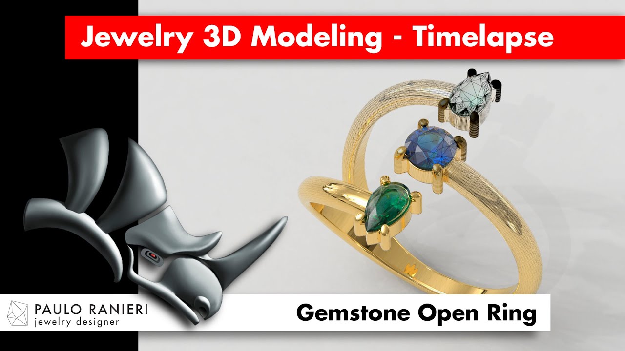 Gemstone Modern Ring 3D Print Model