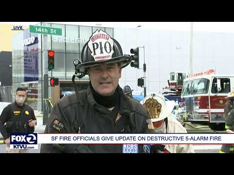 SF fire officials give an update on a 5-alarm fire that burned a total of six commercial structures