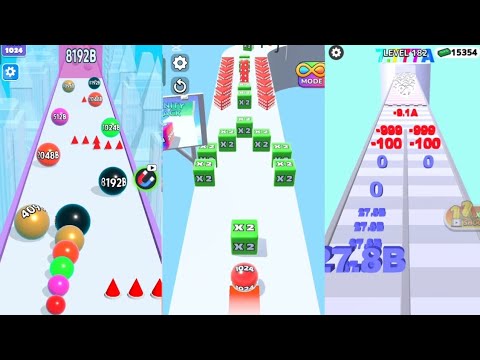 Rush gameplay: jelly run 2048 vs number run merge vs Ball run blend ultimate gameplay 