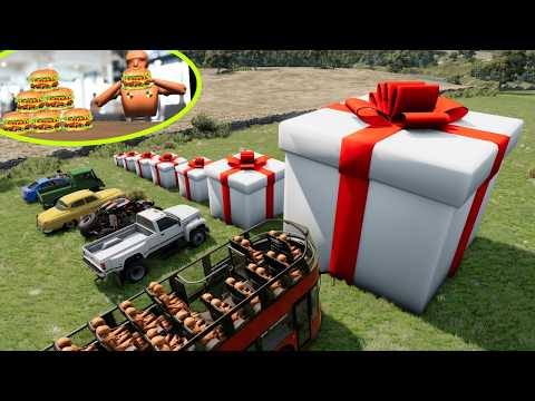 Cars receive giant birthday presents🥵 BeamNG.drive