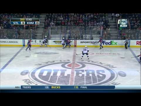Chris Stewart snapshot goal 3-0. Hat trick. St. Louis Blues vs Edmonton Oilers 12/21/13 NHL Hockey.