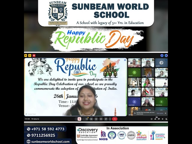 Sunbeam World School celebrated the 76th Republic Day of India with great pride and enthusiasm.