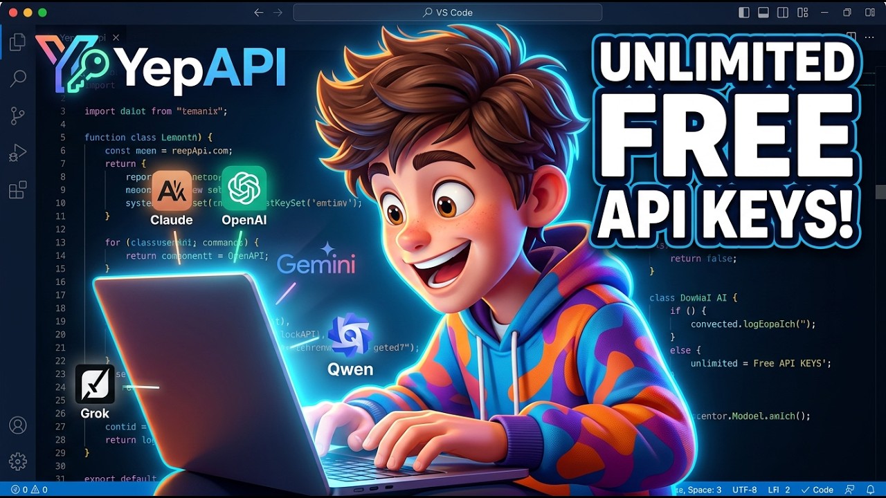 YepAPI Unlimited FREE API Keys for Claude, OpenAI,Gemini,Qwen,Grok  Image, Video & Code Generation