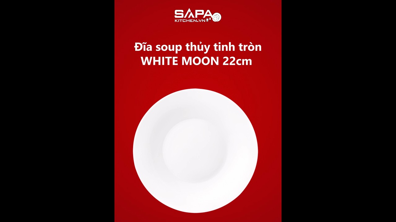 Đĩa soup thủy tinh tròn White moon 22 cm