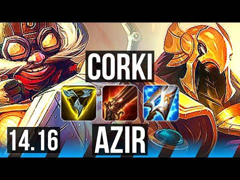 CORKI vs AZIR (MID) | 58k DMG, 15/6/18, Dominating | EUW Challenger | 14.16