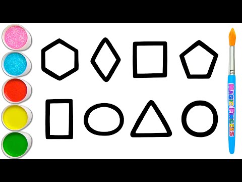 Geometric Shapes Drawing, Painting and Coloring for Kids & Toddlers | Best Learning Video #282