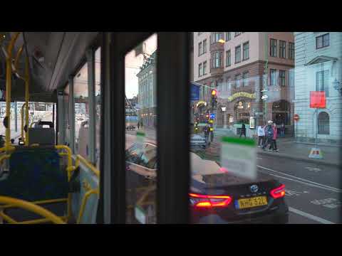 Sweden, Stockholm, bus 2 ride from Kungsträdgården to Slussen