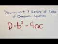 Discriminant And The Nature Of Roots Of Quadratic Equations