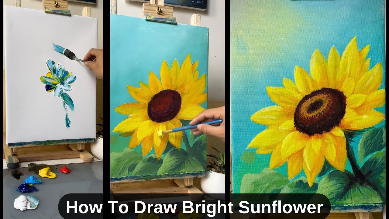 Bright Sunflower Painting | Simple Acrylic Flower Painting Tutorial #333