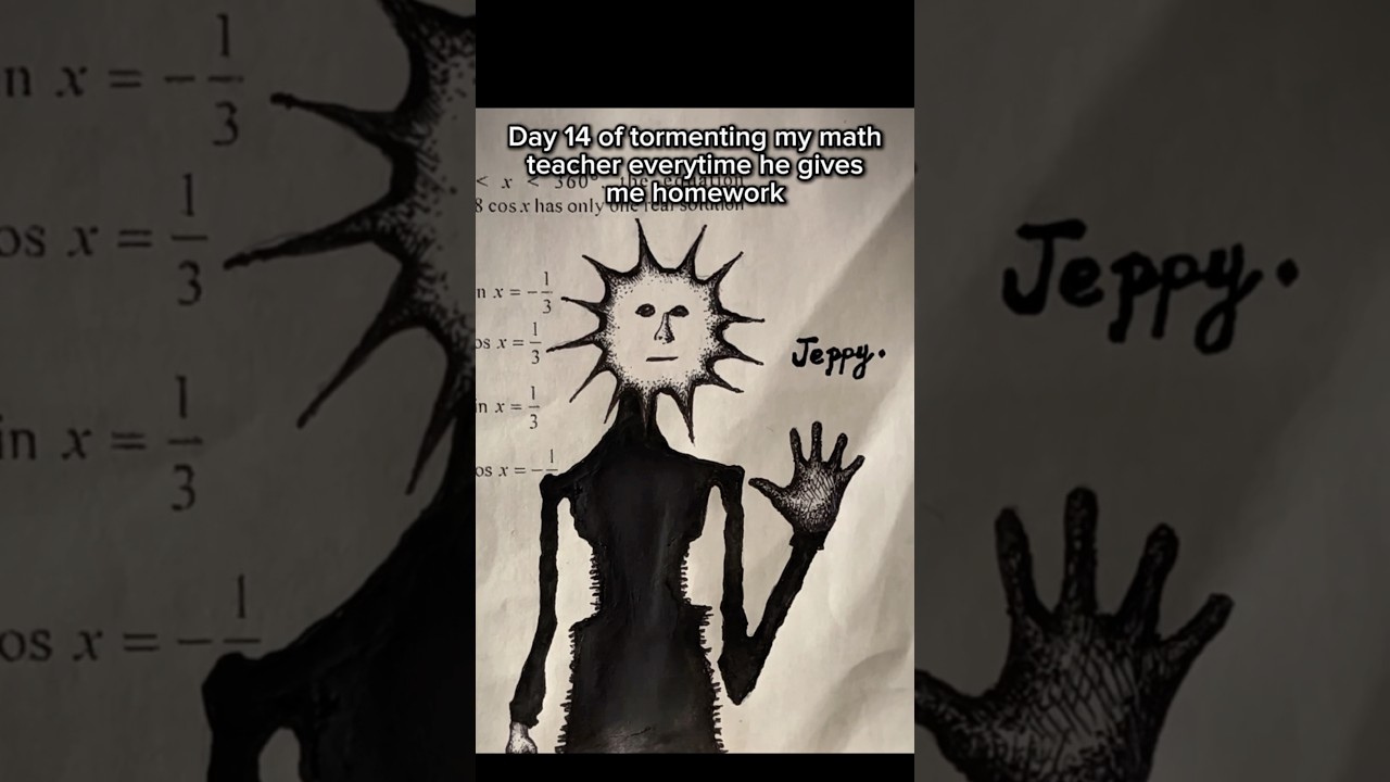 day 14 of torturing my math teacher everytime she gives me homework #art #horror #drawing #shorts