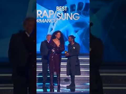 when Kendrick Lamar won Grammy. Rihanna thanking Kendrick for working together#shorts #kendricklamar