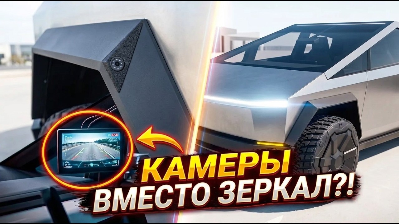 Камеры вместо зеркал на Tesla Cybertruck.