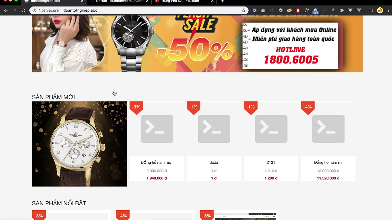 [Seri] - Website đồng hồ - Xử lý phần giảm giá khi mua hàng