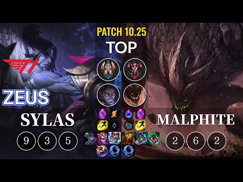 T1 Zeus Sylas vs Malphite Top - KR Patch 10.25