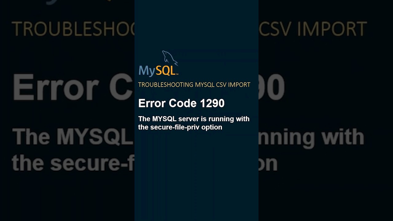 #mysql - Fixing "secure-file-priv" Error in MYSQL CSV Import #shorts