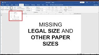Missing Legal/Long Size and other Page Sizes in MS Word [Fixed]