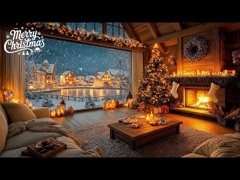Peaceful Christmas Music for Relaxation 🎄 Cozy Christmas Eve with Crackling Fireplace 🔥 Study, Calm