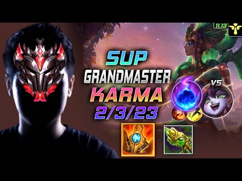 GrandMaster Karma Support vs Lulu - 천상계 서폿 카르마 템트리 룬 화부 유성 カルマ Карма 天启者 卡瑪 - LOL KR 11.13