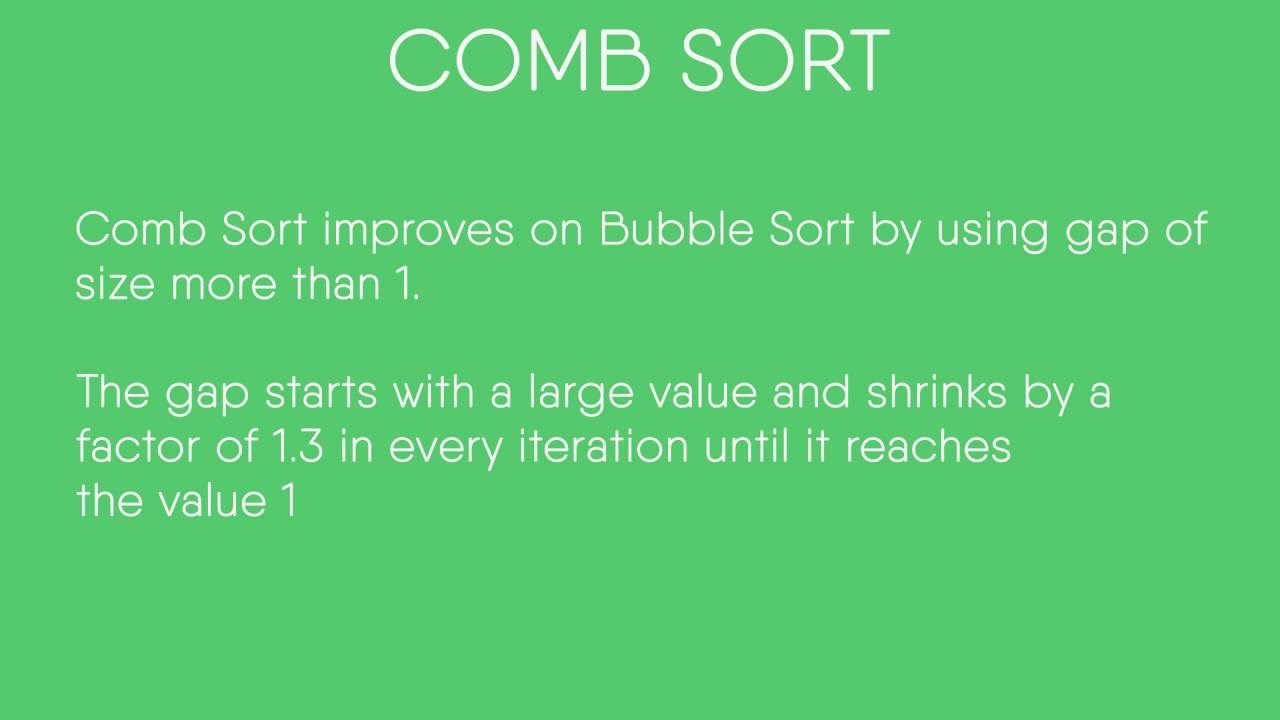Comb Sort | GeeksforGeeks