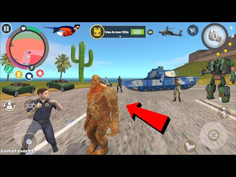 Rope Hero: Vice Town (Stone Giant Fight Policeman) Police Car Robot on Climb - Android Gameplay HD