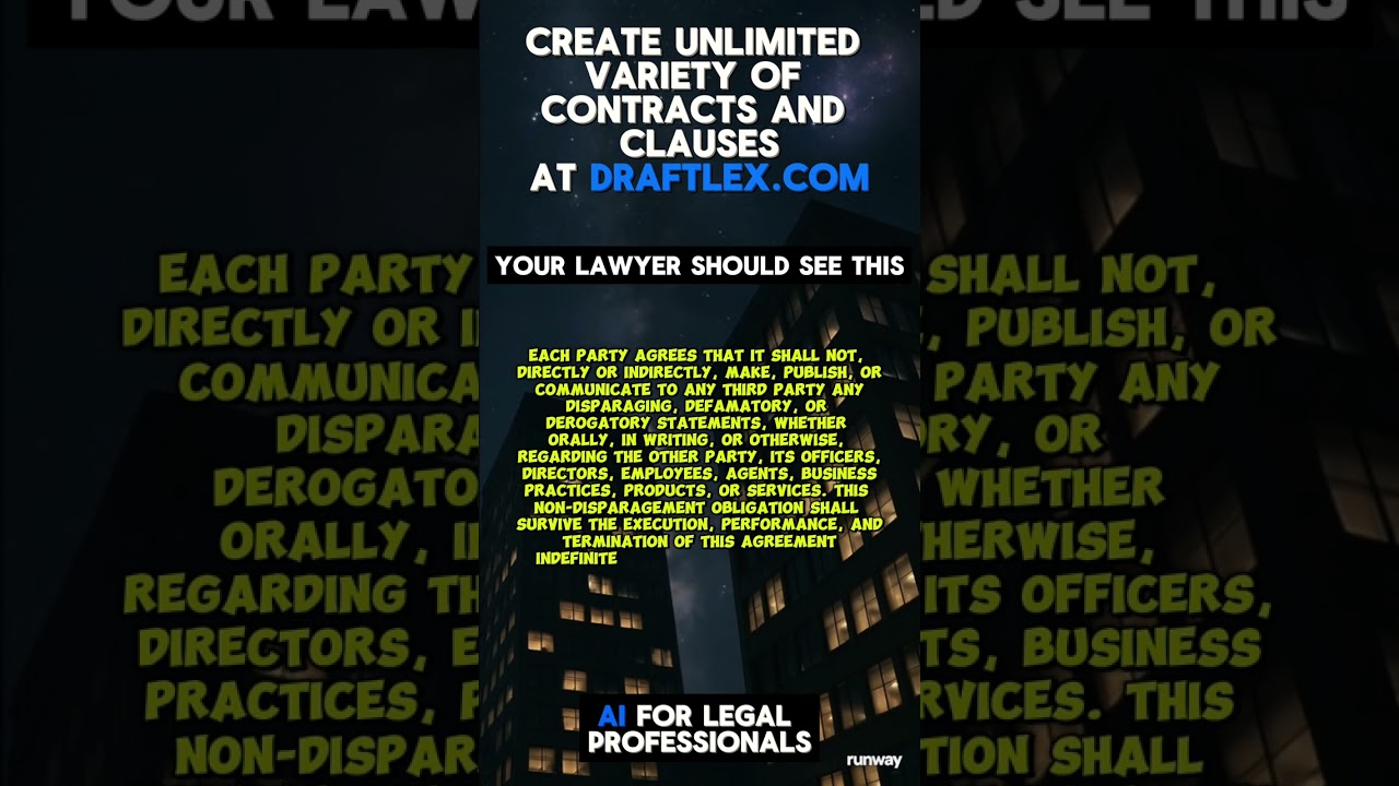 Non Disparagement clause by DraftLex AI. #contractlaw #legaltech