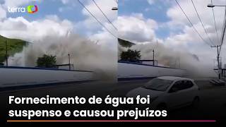 Vídeo mostra momento do estouro de tubulação que alagou ruas e arrastou carros no RJ