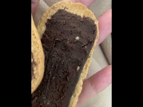 Belvita - Egg looking things going in the filling of my dark chocolate cream sandwiches