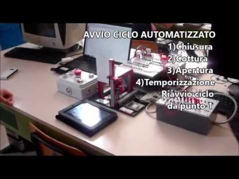 Processo automatico con forno e PLC Elsist controllato da Tablet Android.