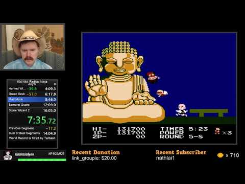 Kid Niki NES speedrun in 14:54 by Arcus