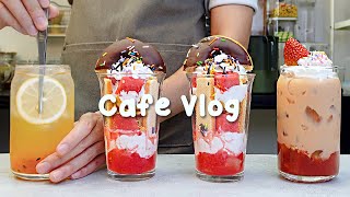🍓딸기 덕후라면 이건 무조건 봐야 해🍒지치고 힘들 땐 음료 ASMR로 힐링해요/카페브이로그/Cafe Vlog/ASMR/Tasty Coffee