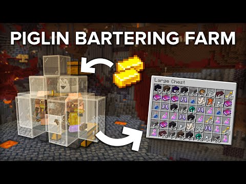Easy and Powerful Piglin Bartering/Trading Farm — Minecraft farm tutorial thumbnail