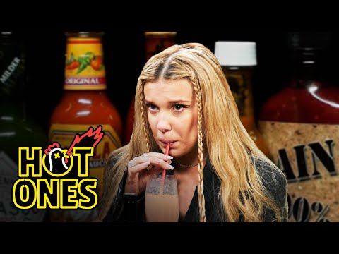 Millie Bobby Brown Needs a Milkshake While Eating Spicy Wings | Hot Ones