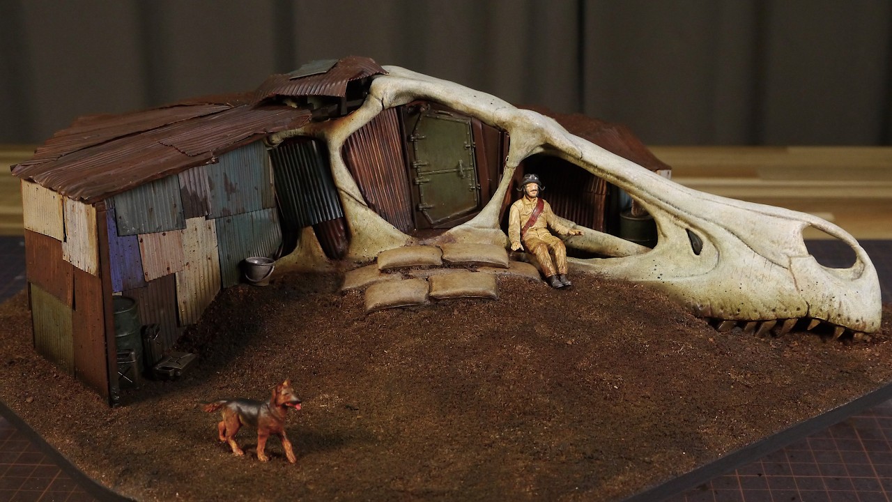 I made a secret hideout DIORAMA in a dinosaur skull