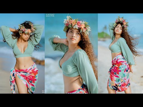 Enchanting Beauty at the Beach Floral Photoshoot with the Most Beautiful Eyes! | Kavindu Liyanagama