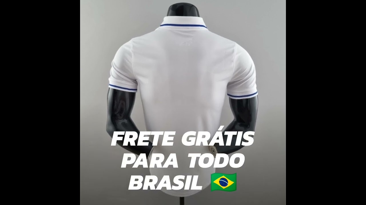 Watch Now Camisa Brasil - Branca com Azul 2022 POLO Camisa Brasil - Branca com Azul 2022 POLO