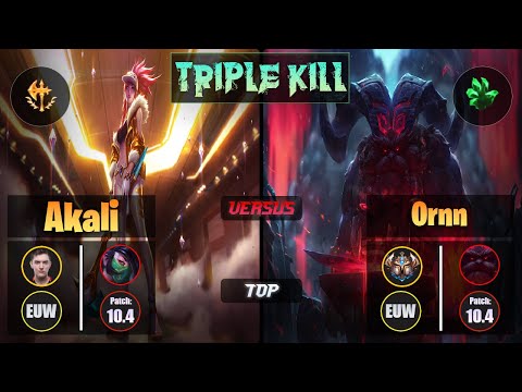 Selfmade AKALI (Top) [Conqueror] VS ORNN - Challenger EUW Patch 10.4 Triple Kill